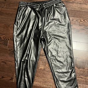 XL black faux leather pants